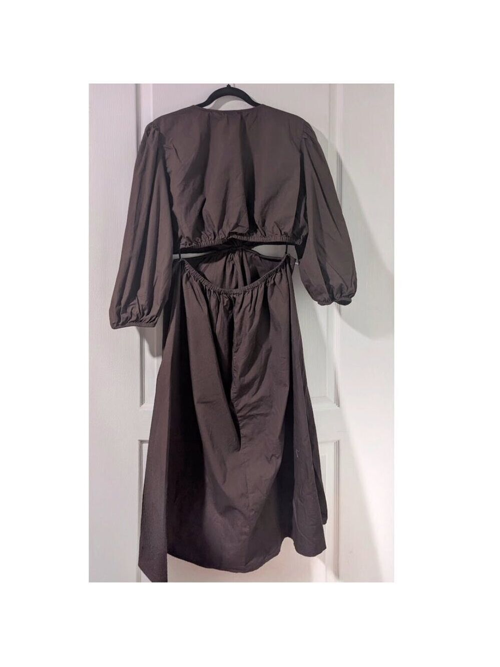 Gap | Puff Sleeve Cutout Midi Dress In Woodsy Brown (XL-Tall) - Picture 4 of 12